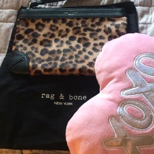 Rag & Bone cheetah print clutch w/cloth bag